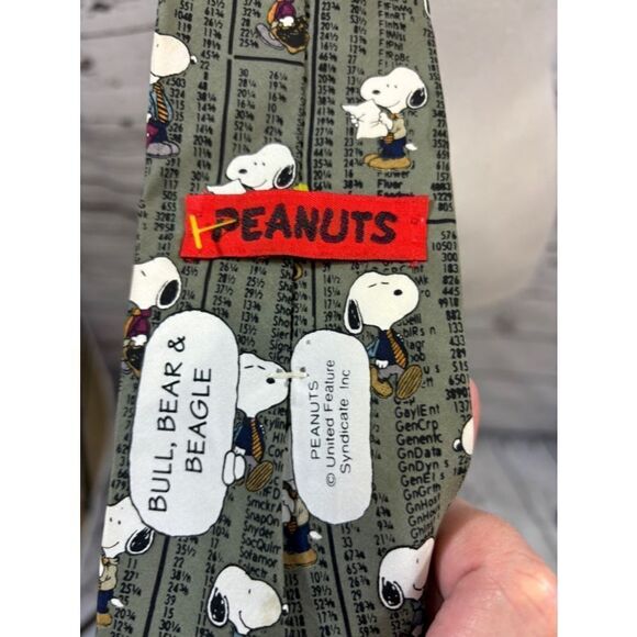 Men's Peanuts Tie Green White One Size - Picture 3 of 3
